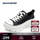 斯凱奇（Skechers）休閑鞋四季低幫綁帶厚底緩震耐磨增高健步帆布鞋女鞋177435