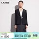藍地（LANDI）黑色撞色領(lǐng)收腰西服上年秋季新款西裝外套 黑色 L