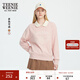 Teenie Weenie小熊女裝衛衣秋冬氣質(zhì)學(xué)院風(fēng)翻領(lǐng)長(cháng)袖套頭內搭上衣 粉色 M
