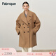 Fabrique 奶茶棕綿羊毛微繭型連肩袖大翻領(lǐng)中長(cháng)款大衣 駝色 S