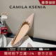 CAMILA KSENIA女鞋2026新款夏季高級感鉚釘漆皮瓢鞋晚晚風(fēng)軟底單鞋女高顏值鞋子 卡其色 37