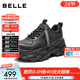 百麗（Belle）馬賽克百搭老爹鞋女2026春新商場(chǎng)款厚底增高休閑鞋F1K1DAM6預售 黑色 36 (230mm)