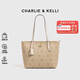 CHARLIE&KELLI CK品牌包包女款輕奢軟皮單肩斜挎包托特包包女三八女神節禮物 米白色【京倉配送 贈專(zhuān)柜禮袋】