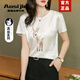 Aosijie高端品牌 小鹿印花真絲T恤女2026夏季新款時(shí)尚寬松桑蠶絲圓領(lǐng)上衣 白色【2170】 XL