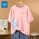 真維斯（Jeanswest）短袖t恤女夏季2026新款ins時(shí)尚打底衫純棉上衣服女裝學(xué)生寬松半袖 粉紅 鯊魚(yú)泡泡白_KZ L