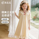 頂瓜瓜女童睡裙夏天公主風(fēng)A類(lèi)純棉長(cháng)裙兒童睡衣家居服親子裙 香草黃 160