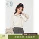 紫涵（ZIHAN）紫涵絞花POLO領(lǐng)針織衫女年春季新款學(xué)院風(fēng)刺繡修身短款打底衫 米色 M
