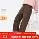 小茵曼童裝女童奧粒絨保暖褲子格紋卷邊冬季中大童寬松休閑長(cháng)褲 咖色 170