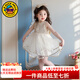 G.duck小黃鴨童裝公主裙女童裙子夏季兒童生日禮服女孩連衣裙夏裝網(wǎng)紗裙 香檳色 100 （建議身高90cm 3-4歲）cm