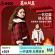 ASK JUNIOR【含綿羊毛】?jì)和馓锥写笸咏q保暖格紋女童呢子大衣拜年服