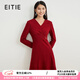 愛(ài)特愛(ài)（EITIE）新年紅品V領(lǐng)修身連衣裙呢子裙羊毛冬新款氣質(zhì)闊太太A字裙6807511 紅色60 L 165