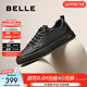 百麗（Belle）時(shí)尚百搭休閑鞋男牛皮免系帶休閑板鞋A1230CM3 黑色 42 (260mm)