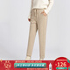 金菊秋冬新款褲子純色百搭中高腰小腳褲羊毛混紡女式休閑褲保暖哈倫褲 淺駝 L