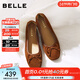 百麗（Belle）舒芙蕾絨面平跟單鞋女商場(chǎng)春季新款羊皮舒適軟底便鞋E1E1DAQ6 棕色 37 (235mm)