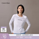 Calvin KleinJeans春秋女士休閑通勤ck字母印花圓領(lǐng)打底衫修身長(cháng)袖T恤上衣