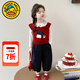 G.duck小黃鴨童裝女童春秋套裝2026新款洋氣兒童衣服寶寶襯衫馬甲三件套 紅色 90 建議80-90cm1歲半-2歲