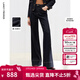 朗姿法式棉質(zhì)微喇叭牛仔長(cháng)褲修身復古百搭闊腿直筒2025年冬季新款 深藏青色 XL
