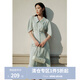 獨束大碼女裝黑標系列【智性通勤】收腰顯瘦5分袖襯衫連衣裙2024 薄荷綠 M (尺碼：1)