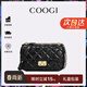 COOGI包包女款輕奢品牌牛皮女士單肩斜挎包女情人節生日禮物送老婆女友 黑色