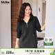 MsShe【棉針織】大碼女裝2026春裝胖mm寬松半拉鏈連帽分割長(cháng)袖T恤 黑色現貨 3XL