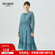 深呼吸DEEP BREATH女裝圓領(lǐng)綁帶花色長(cháng)袖收腰連衣裙傘裙8500150 花色 M (3)