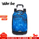 Walker Shop品牌拉桿書(shū)包初中高中學(xué)生男女孩可爬樓大容量?jì)捎帽嘲眯欣瓧U包 藍色幾何