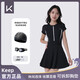Keep游泳衣女連體裙式顯瘦遮肚保守微胖大碼溫泉泳裝黑白色三件套  XL
