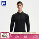 FILA 斐樂(lè )官方男子針織長(cháng)袖衫2025冬季健身運動(dòng)加絨半拉鏈長(cháng)T