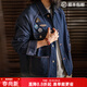 馬登工裝 美式復古刺繡徽章牛仔夾克男春季重磅水洗翻領(lǐng)休閑外套 牛仔藍 3XL