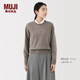 MUJI 女式 羊毛可水洗 中針距 圓領(lǐng)毛衣 女款針織衫25年冬季 女裝 深咖啡棕色 XL (165/92A)