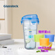 GLASSLOCK 韓國進(jìn)口玻璃水杯加厚可愛(ài)情侶杯隨手杯可愛(ài)透明茶杯 帶刻度鋼化玻璃藍色附杯套450ml