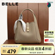 百麗女包質(zhì)感真皮菜籃子送禮緞面絲巾手提包BL828BX5 淺灰