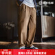 馬登工裝美式復古四面彈休閑褲卡其色通勤抗皺錐型薄款九分長(cháng)褲子男春 咖啡色 L