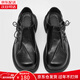 FDCP黑色大頭皮鞋男cleanfit德比鞋英倫風(fēng)翹頭褶皺高級感通勤潮款男鞋 黑色 41 （適合運動(dòng)鞋42）