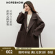 紅袖（hopeshow）洋氣寬松雙面呢外套2025冬季新款女裝兩穿領(lǐng)設計100%綿羊毛呢大衣 松露棕0B2 M