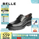 百麗（Belle）通勤上班皮鞋男新商場(chǎng)款牛皮革休閑商務(wù)鞋8TS01CM5 黑色-單里 39 (245mm)
