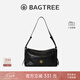 BAGTREE【明星同款】包包樹(shù)奶盒包植鞣皮單肩斜挎腋下通勤Hobo枕頭女士包 檀黑色-中號【磁吸拉鏈款】 高級小眾情人節禮物