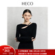 HECO【離韻】新中式國風(fēng)秋冬新款設計感不對稱(chēng)鏤空羊毛混紡針織衫女 黑色 S