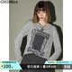 COCOBELLA時(shí)尚巴洛克印花長(cháng)袖T恤女花紗灰寬松舒適針織上衣TS44 灰色 M