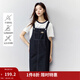 茵曼（INMAN）復古學(xué)院牛仔背帶裙女2025夏季新款時(shí)尚百搭減齡直筒連衣裙 深牛仔藍 M