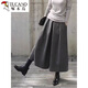 啄木鳥(niǎo)秋冬新款灰色呢子裙褲女日常通勤寬松高腰闊腿毛呢褲顯瘦百搭 深灰色 M 建議90-115斤