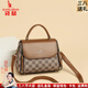 袋鼠卡拉送媽媽三八禮物軟皮斜挎包2026新款手提包時(shí)尚兩用單肩包百搭防盜 卡其黃（禮盒裝+手包卡包） 小包（底部長(cháng)23-厚11-高17厘米）