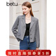 百圖betu女裝春季新款西裝氣質(zhì)西裝英倫學(xué)院風(fēng)休閑外套女2402T55 灰色 S