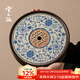 兮元記汝窯陶瓷茶盤(pán)中式茶具2025新款家用瀝水圓形茶托盤(pán)干泡茶臺 繁花米黃汝窯如意圓茶盤(pán)