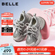 百麗（Belle）周雨彤同款藍鯨高幫老爹鞋女26春商場(chǎng)紅色厚底休閑鞋E8X1DAM6預售 灰色低幫-單里 37