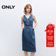 ONLY2025秋季新款氣質(zhì)淑女V領(lǐng)中長(cháng)裙無(wú)袖牛仔連衣裙女|125142034 J33 復古350牛仔洗水 M