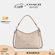 蔻馳（COACH）奧萊女士女包經(jīng)典標志LAUREL 31號流浪包單肩包斜挎包腋下包禮物 SV/沙黃色/灰褐色