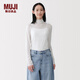MUJI  女式 萊賽爾輕薄高領(lǐng)長(cháng)袖T恤女士女款26年春季 打底衫 米白色 S （155/80A）