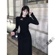 瓏媋新中式國風(fēng)改良旗袍黑色長(cháng)袖連衣裙2025秋冬法式修身收腰包臀裙子 黑色 【品牌-官方質(zhì)量】 M
