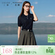 三彩若潮大碼女裝2025秋季新款polo領(lǐng)毛針織衫絞花蝴蝶結短袖胖MM 藏青色 M 160/88B